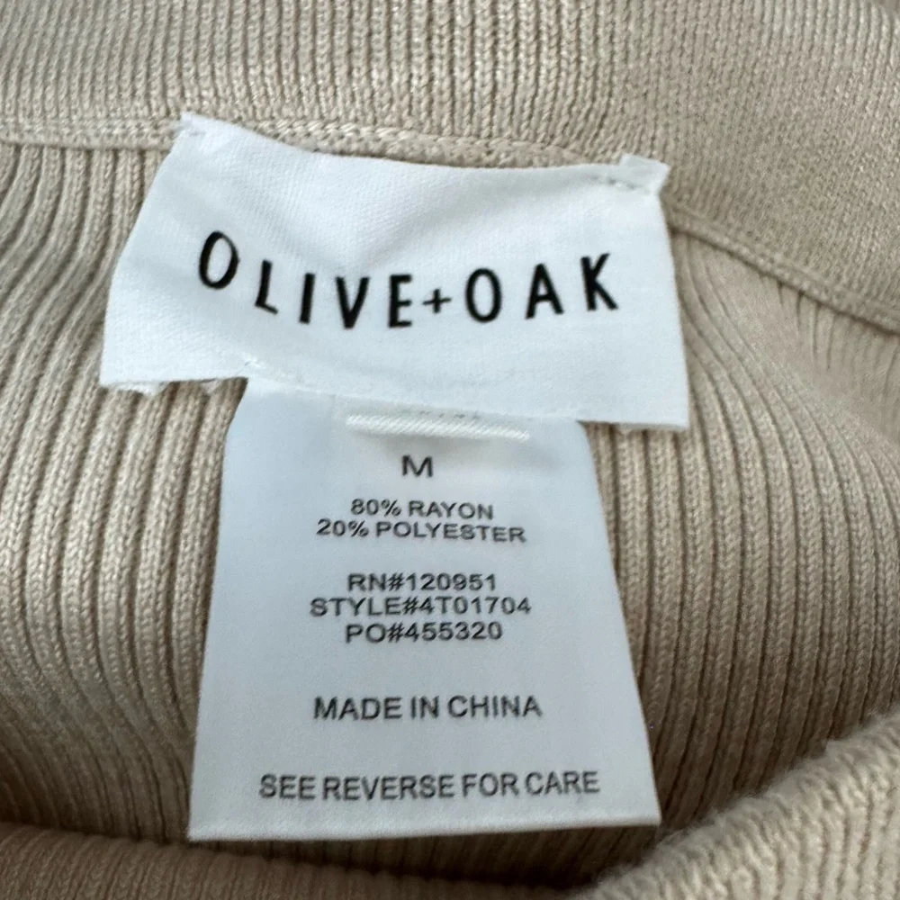 Olive + Oak Skirt Fitted‎ Ribbed Solid Tan Beige Cream Maxi Pull On Knit Rayon - Picture 7 of 7